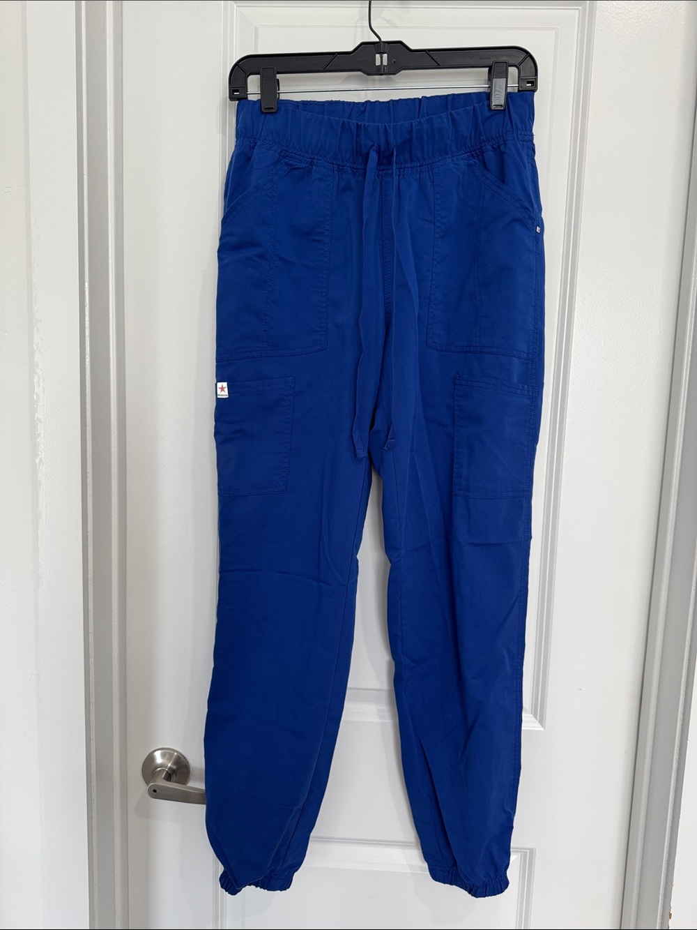 Women’s Royal Blue Cargo Scrub Pants - Elastic Waist